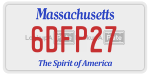 6DFP27 license plate in Massachusetts