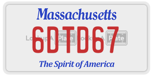 6DTD67  license plate in MA