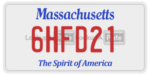 6HFD21 license plate in Massachusetts