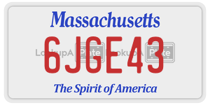 6JGE43  license plate in MA