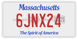 6JNX24 license plate in Massachusetts