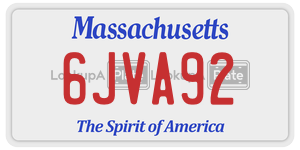 6JVA92  license plate in MA