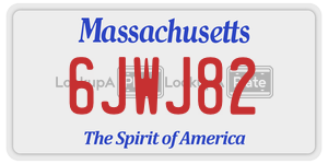 6JWJ82  license plate in MA