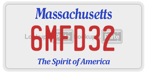 6MFD32  license plate in MA