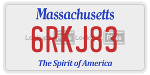6RKJ83  license plate in MA