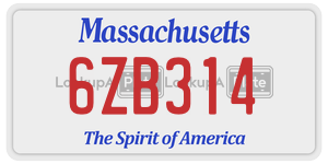 6ZB314 license plate in Massachusetts