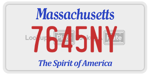 7645NY  license plate in MA