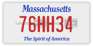 76HH34 license plate in Massachusetts