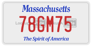78GM75 license plate in Massachusetts