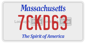 7CKD63  license plate in MA