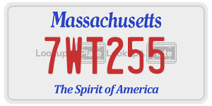 7WT255  license plate in MA