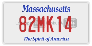 82MK14 license plate in Massachusetts