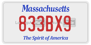 833BX9 license plate in Massachusetts