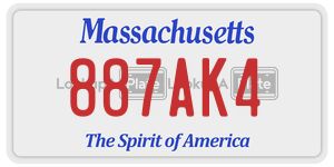 887AK4  license plate in MA