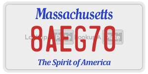 8AEG70  license plate in MA
