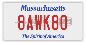 8AWK80  license plate in MA