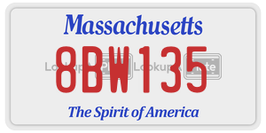 8BW135 license plate in Massachusetts