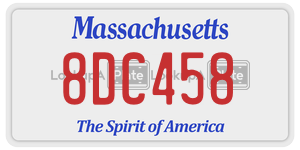 8DC458  license plate in MA
