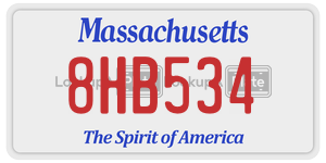 8HB534 license plate in Massachusetts