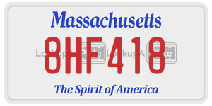 8HF418 license plate in Massachusetts