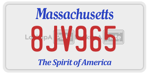 8JV965  license plate in MA