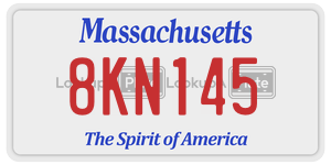 8KN145  license plate in MA