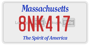 8NK417  license plate in MA