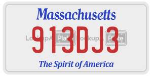 913DJ3  license plate in MA