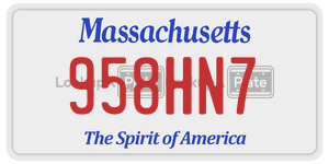 958HN7  license plate in MA