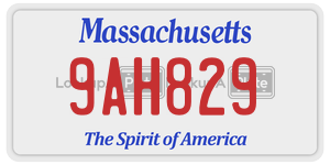 9AH829  license plate in MA