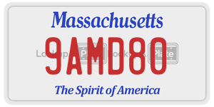 9AMD80 license plate in Massachusetts