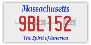 9BL152  license plate in MA