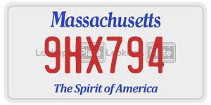 9HX794  license plate in MA