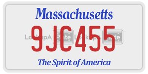 9JC455 license plate in Massachusetts