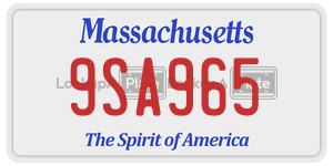 9SA965 license plate in Massachusetts