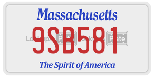9SB581 license plate in Massachusetts