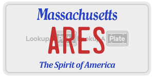 ARES license plate in Massachusetts