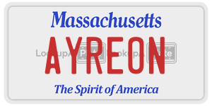AYREON license plate in Massachusetts