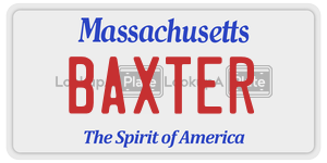 BAXTER license plate in Massachusetts