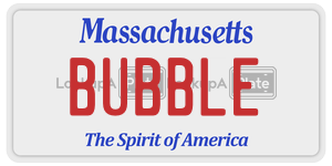 BUBBLE license plate in Massachusetts