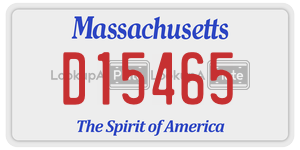 D15465 license plate in Massachusetts