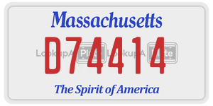 D74414 license plate in Massachusetts