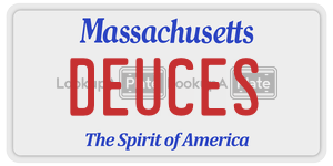 DEUCES license plate in Massachusetts