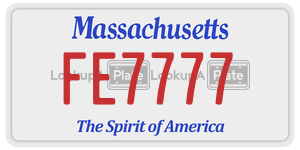 FE7777 license plate in Massachusetts