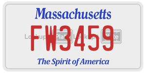 FW3459 license plate in Massachusetts