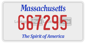 G67295  license plate in MA
