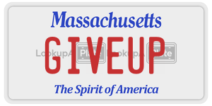 GIVEUP license plate in Massachusetts