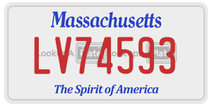 LV74593 license plate in Massachusetts