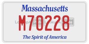 M70228 license plate in Massachusetts