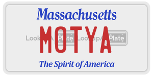 MOTYA license plate in Massachusetts